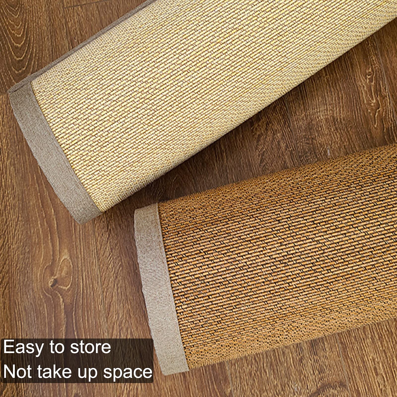 Naturfasern Bambus Teppich, 2 cm Dicker, Rutschfester Wohnzimmer-Teppich, Schwammfüllung Antikollisions-Bodenmatte Im Japanischen Stil for Büro-Balkon-Eingang