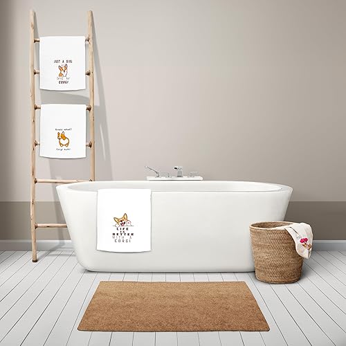 Miniatura 4 de kunlisa Juego de 4 paños de cocina y paños de cocina absorbentes de 16 x 24 pulgadas, divertidos regalos para amantes de Corgi, toalla de mano,