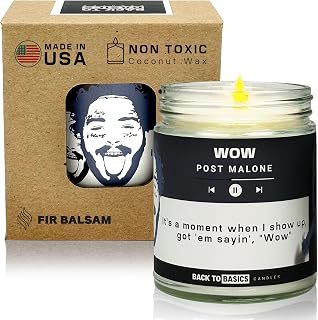 Back to Basics Candles | Wow - 9oz Soy Wax Fir Balsam Scented Candle for Home Decor, Birthday Gifts for Women, Men, Best Friend | Relaxing Aromatherapy Made in USA