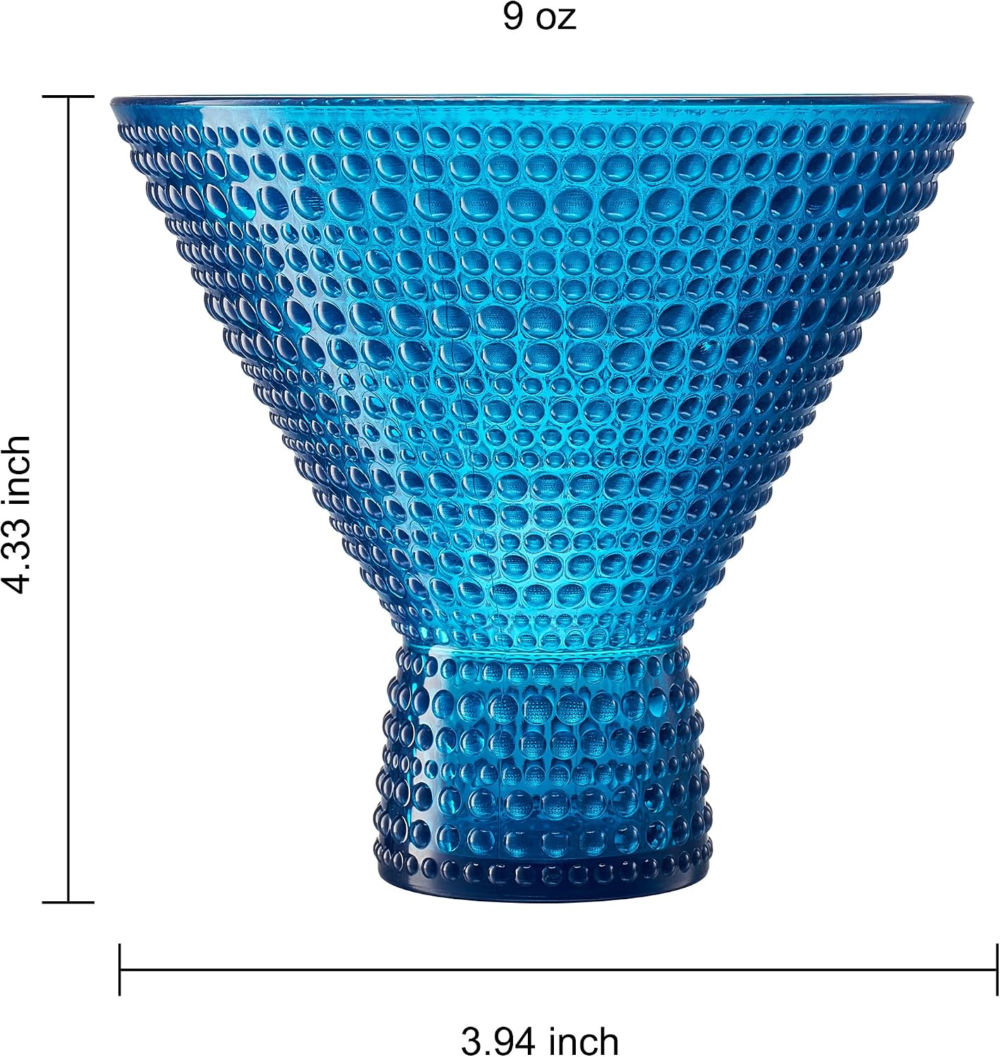 Khen Plastic Hobnail Martini & Cocktail Drinking Glasses Set of 6 Neutral Tones Cups 14oz, Shatterproof & Unbreakable Acrylic Beaded Design, BPA-Free, Dishwasher Safe Indoor/Outdoor Drinkware Water