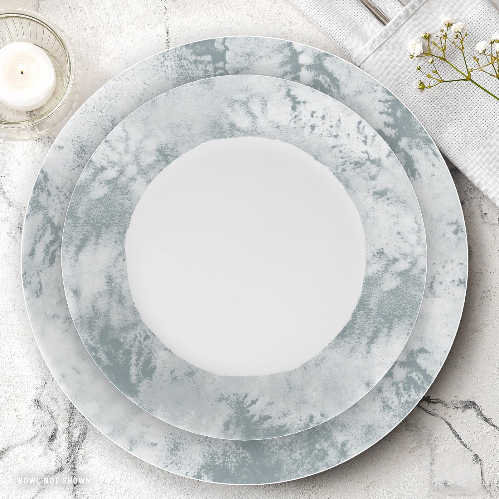 Corelle Juego De Vajilla De 12 Piezas, Servicio Para 4 Personas, Lavado De Sal, Azul Pizarra