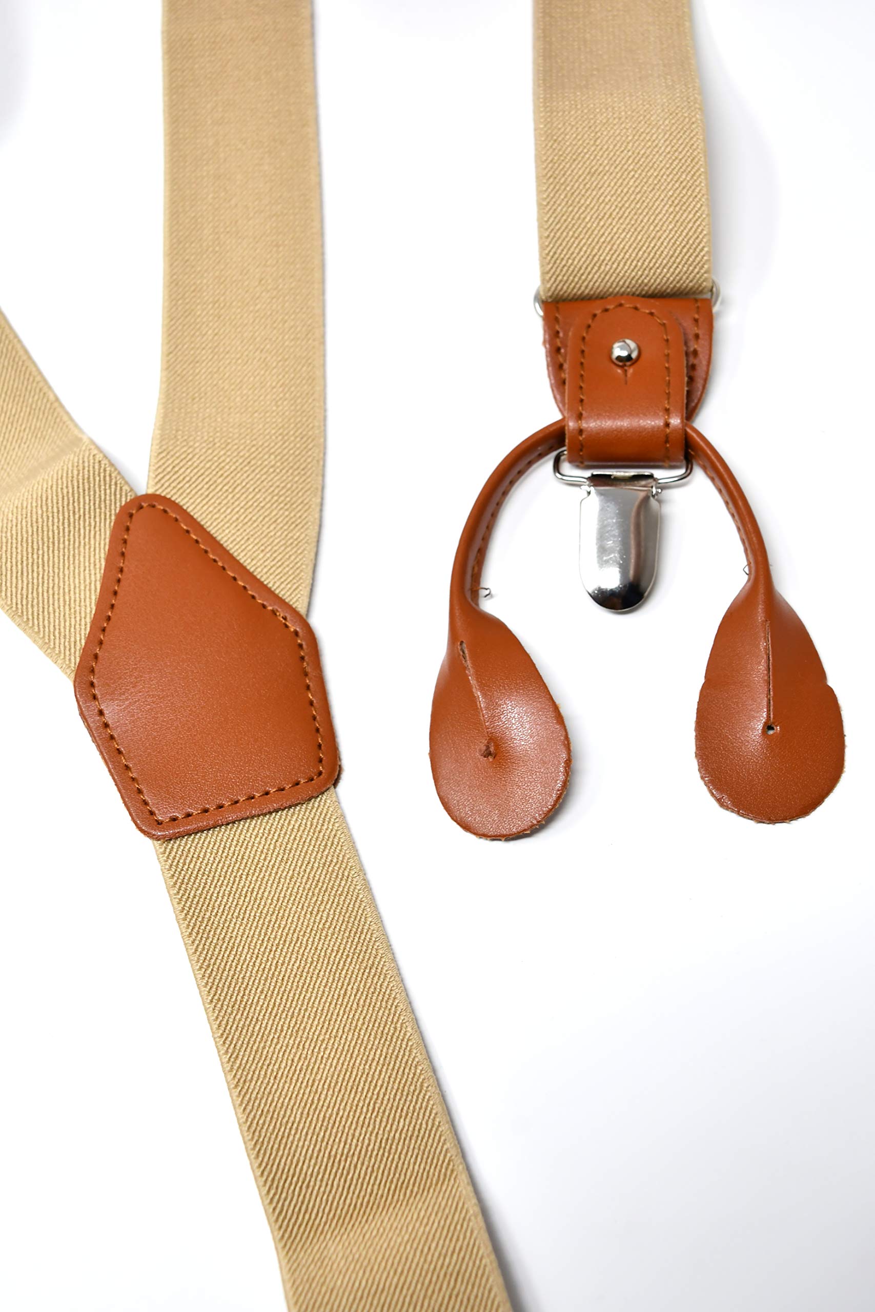 Sweet Leaf Bretelle Beige di alta qualità completamente Regolabili - 3 Clip o 6 Bottoni (personalizzabili)- Forma di Y - Classiche, Eleganti e Moderne