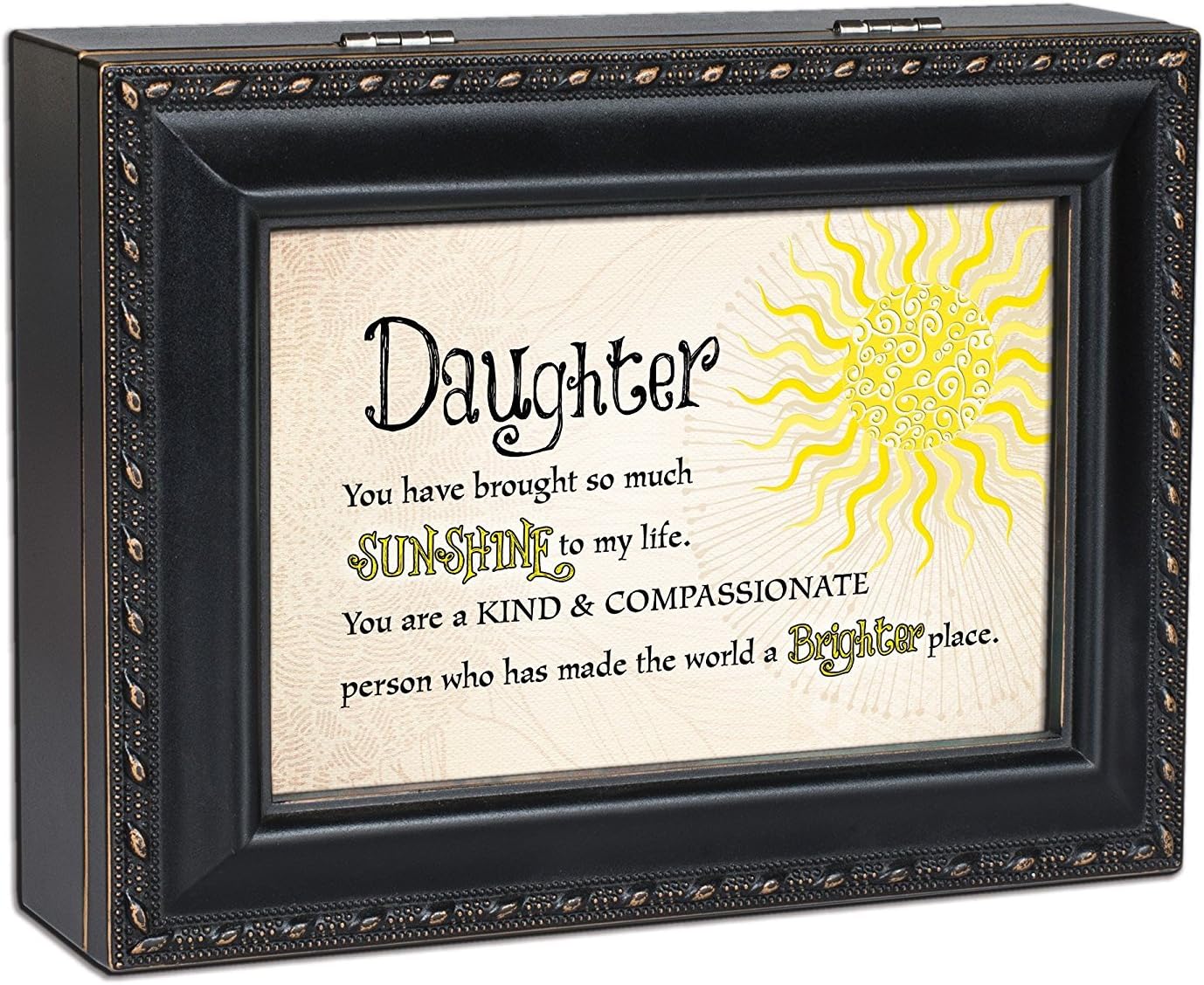 Cottage GardenDaughter Sunshine to my Life Matte Black Jewellery Music Box Plays You are My Sunshine