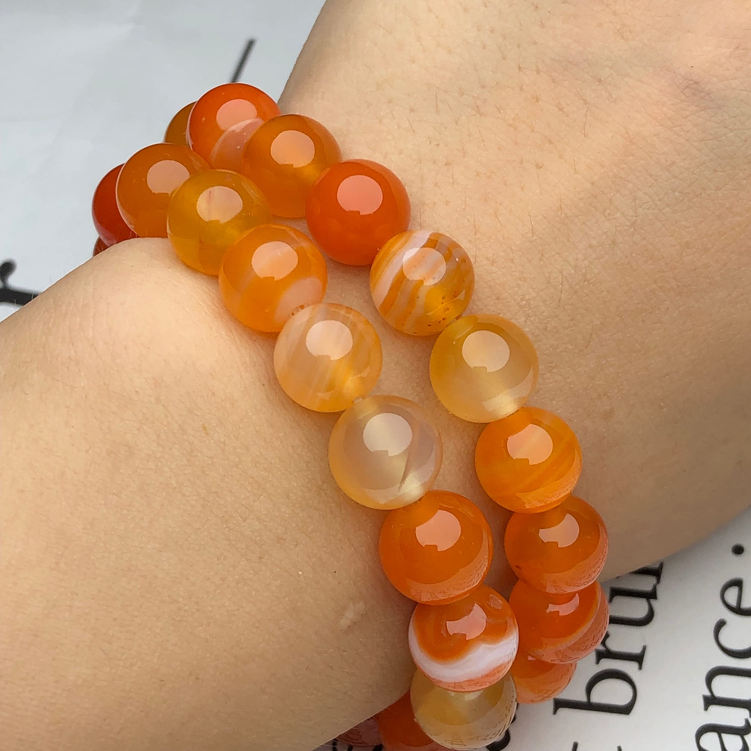 LYVQZPWLRpiedras preciosas de piedra natural, Cuentas espaciadoras sueltas redondas de ágata anaranjada de piedra natural for hacer joyas, accesorios de pulsera DIY Z923(6mm 6063pcs)