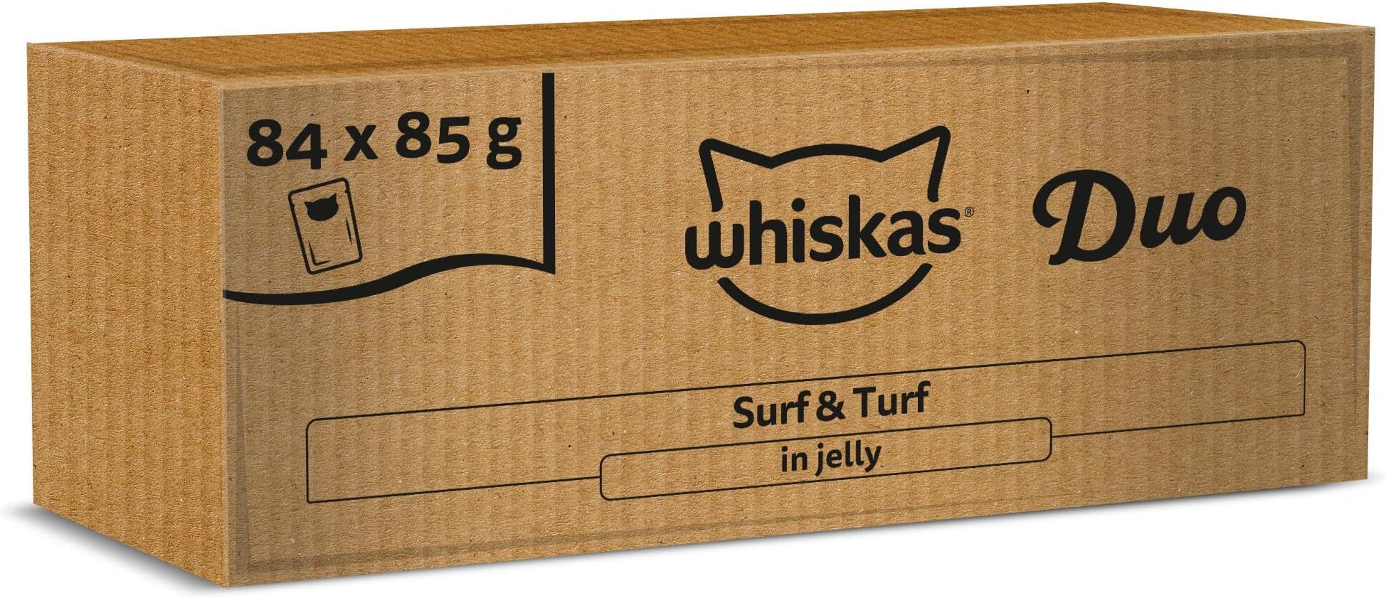 whiskas 1 plus Adult Tasty Duo in Jelly 84 Pouches, Adult Wet Cat Food, Surf and Turf, Megapack (84 x 85 g)