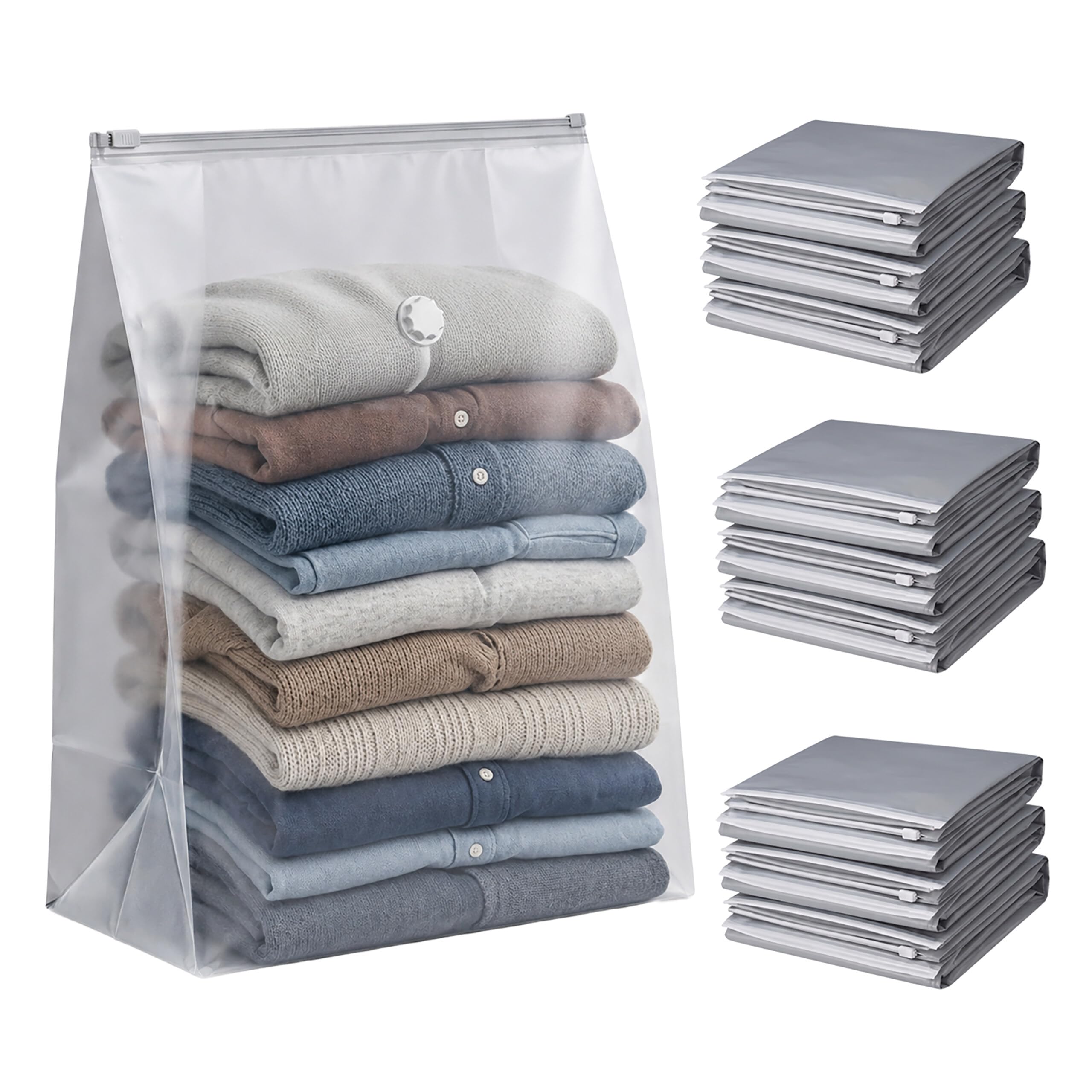 Relaxdays juego de 10 bolsas de vacío grandes, gris | bolsas de compresión para ropa de cama y prendas, 100 x 80 cm