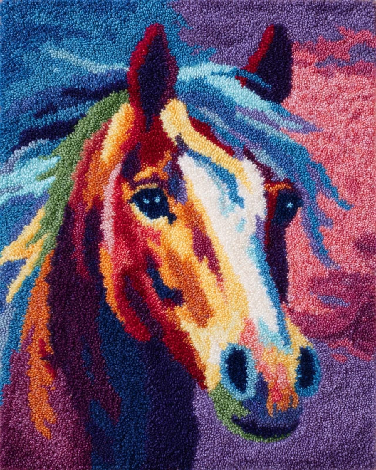 Wallphantom Animal Horse Diy Latch Hook Rug Kits For Adults,