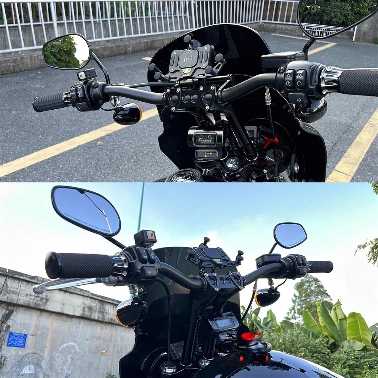Części Motocyklowe Styl MX 1-1/8 "kierownica T-bar 6"-12" Podnośniki Typu Pullback Pasuje Do Harley Sportster Dyna Softail Street Zacisk Wspornika Kierownicy(6-Black)