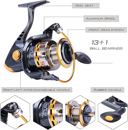 Miniatura 4 de Sougayilang Carrete de caña de pescar Combos de fibra de carbono telescópica caña de pescar con carrete giratorio para viajes agua salada pesca de