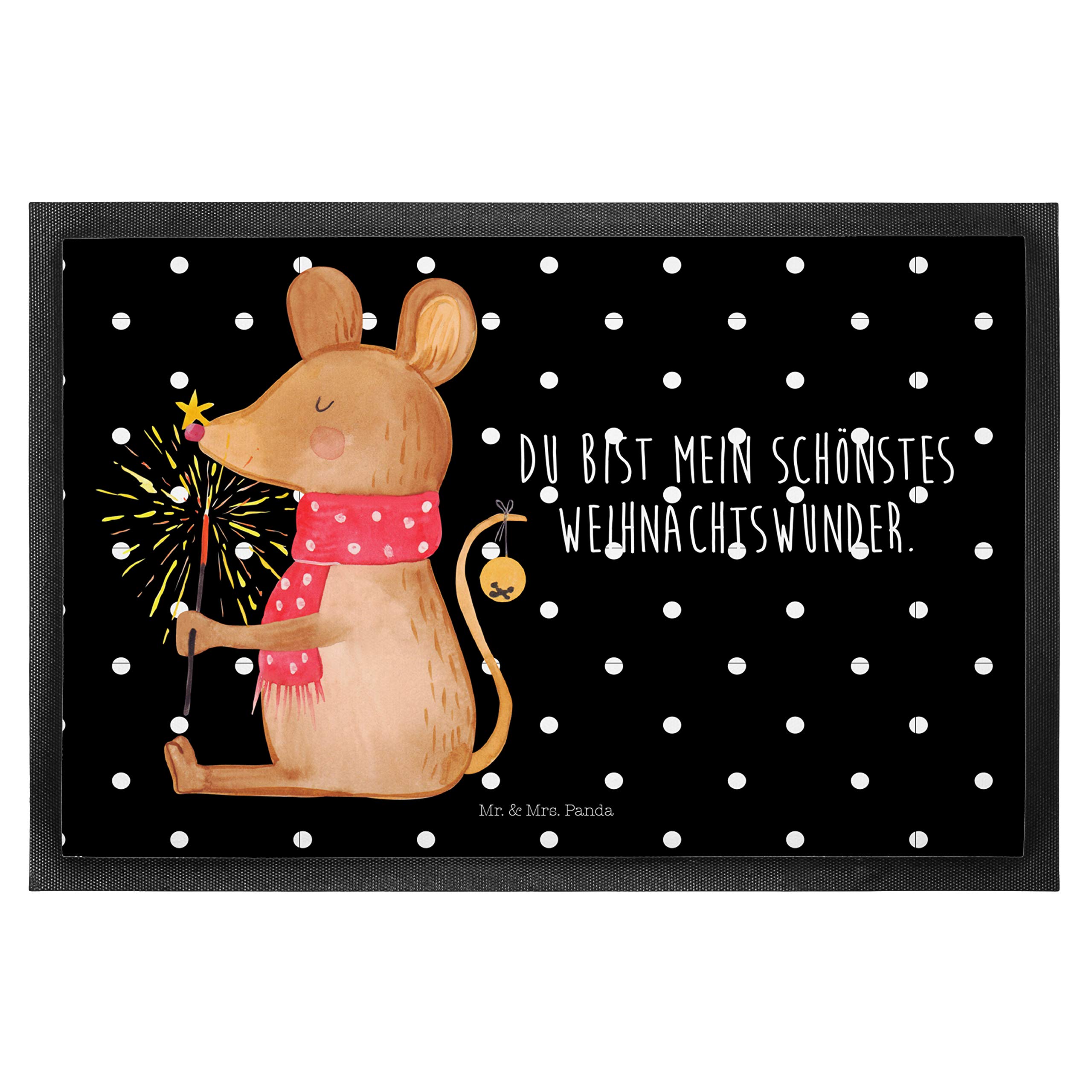 Mr. & Mrs. Panda 60 x 90 cm Fußmatte Maus Weihnachten - Geschenk, Sauberlaufmatte, Fußmatte außen, Wintermotiv, Weihnachtswunder, Türvorleger,