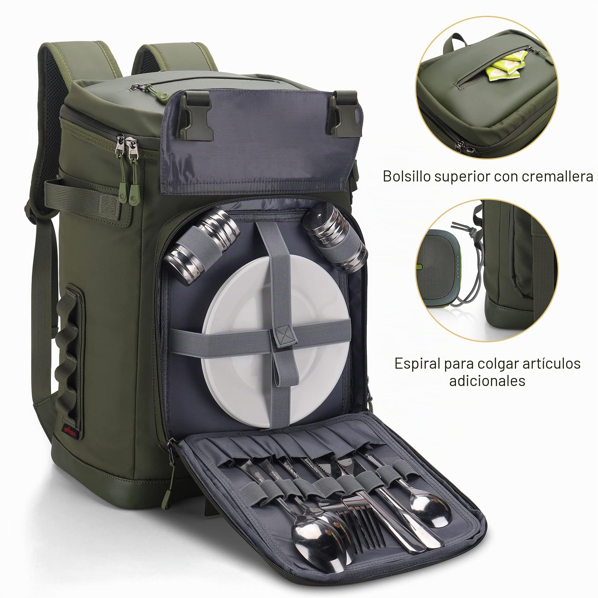Upeelife Mochila Nevera Isotermica, 30L Grande Mochila Nevera Portatil Impermeable, Bolsa Picnic Termica Prueba de Fugas