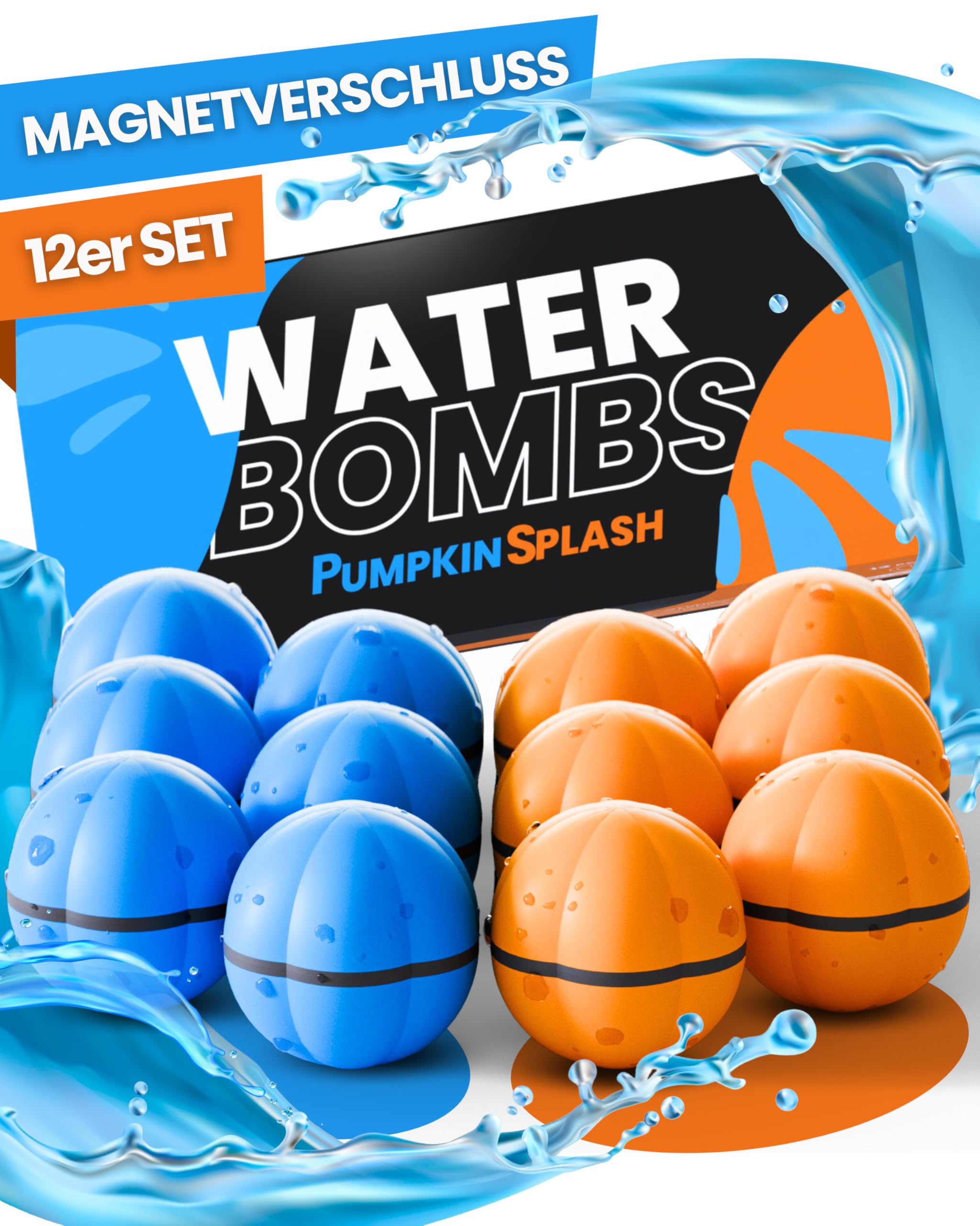 12x Wasserbomben wiederverwendbar in 2 starken Team-Farben [in 1 Sekunde befüllbar] - premium Silikon für RIESEN Wasserspaß - Wasserbomben selbstschließend - Gartenspielzeug für Kinder - 12 Stück