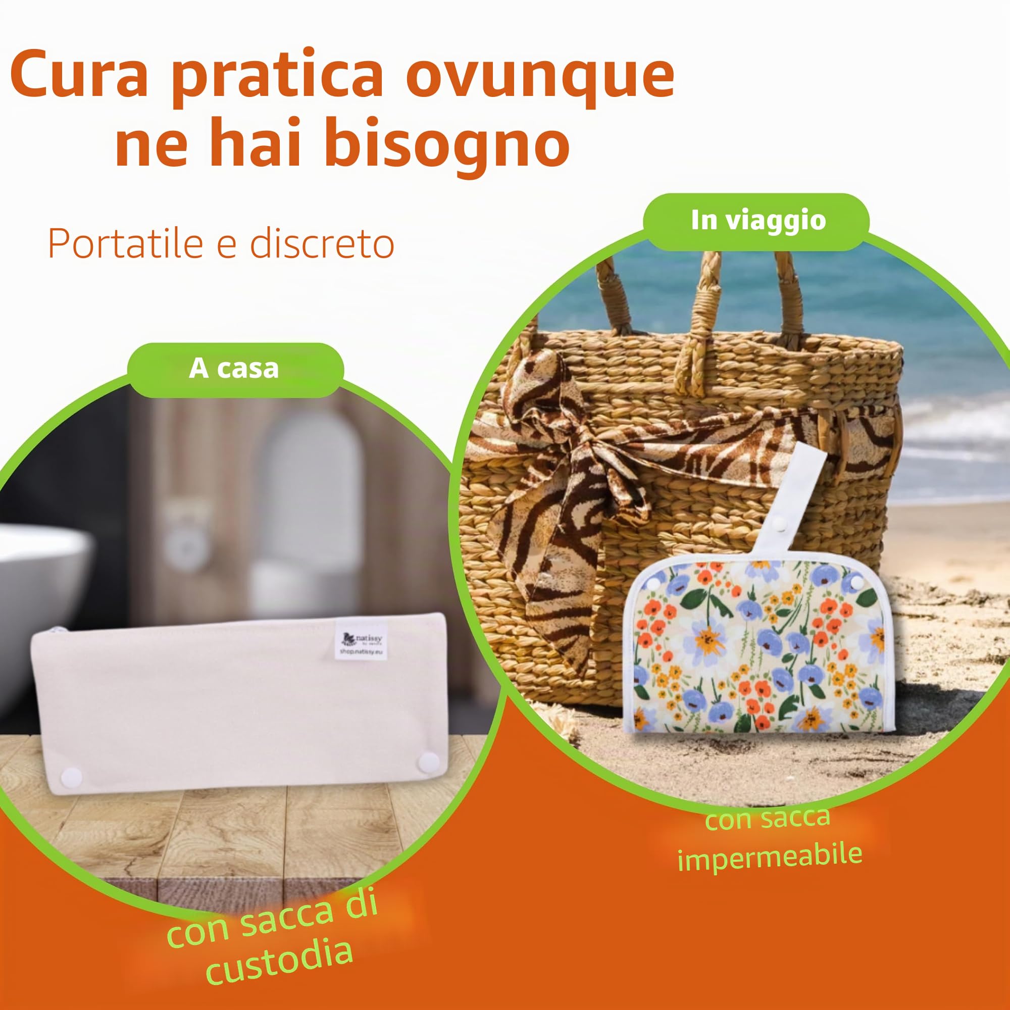 Natissy Assorbenti Lavabili in Cotone Biologico per Donna e Adolescente, Morbidi, Traspiranti, Non Irritanti e Riutilizzabili - Set 6 pz Taglie S+M - Made in EU