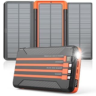 Power Bank Solar Charger 46800mAh Built in 4 Cables 3 Foldable Solar Panels, PD20W Fast Charging Portable Charger, LED Display Powerbank USB C in/Output, External Battery Pack with SOS Camping Light - Amazon product rated Grade A