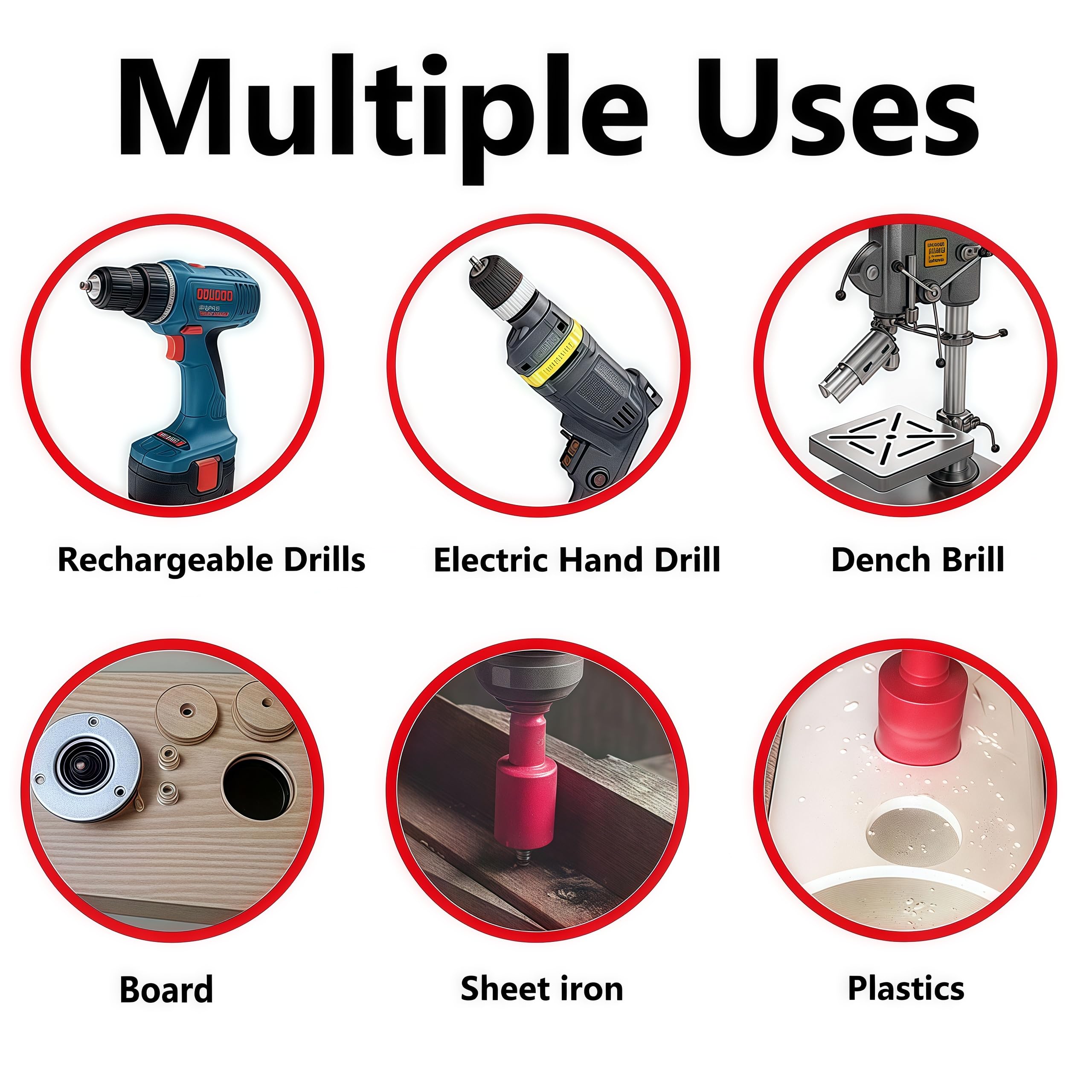 Hole Saw Sets, 30mm-100mm Holesaw Set including Dust Catcher & Hex Shank, 6-Piece M42 Bi-Metal Hole Cutter Set - Image 4