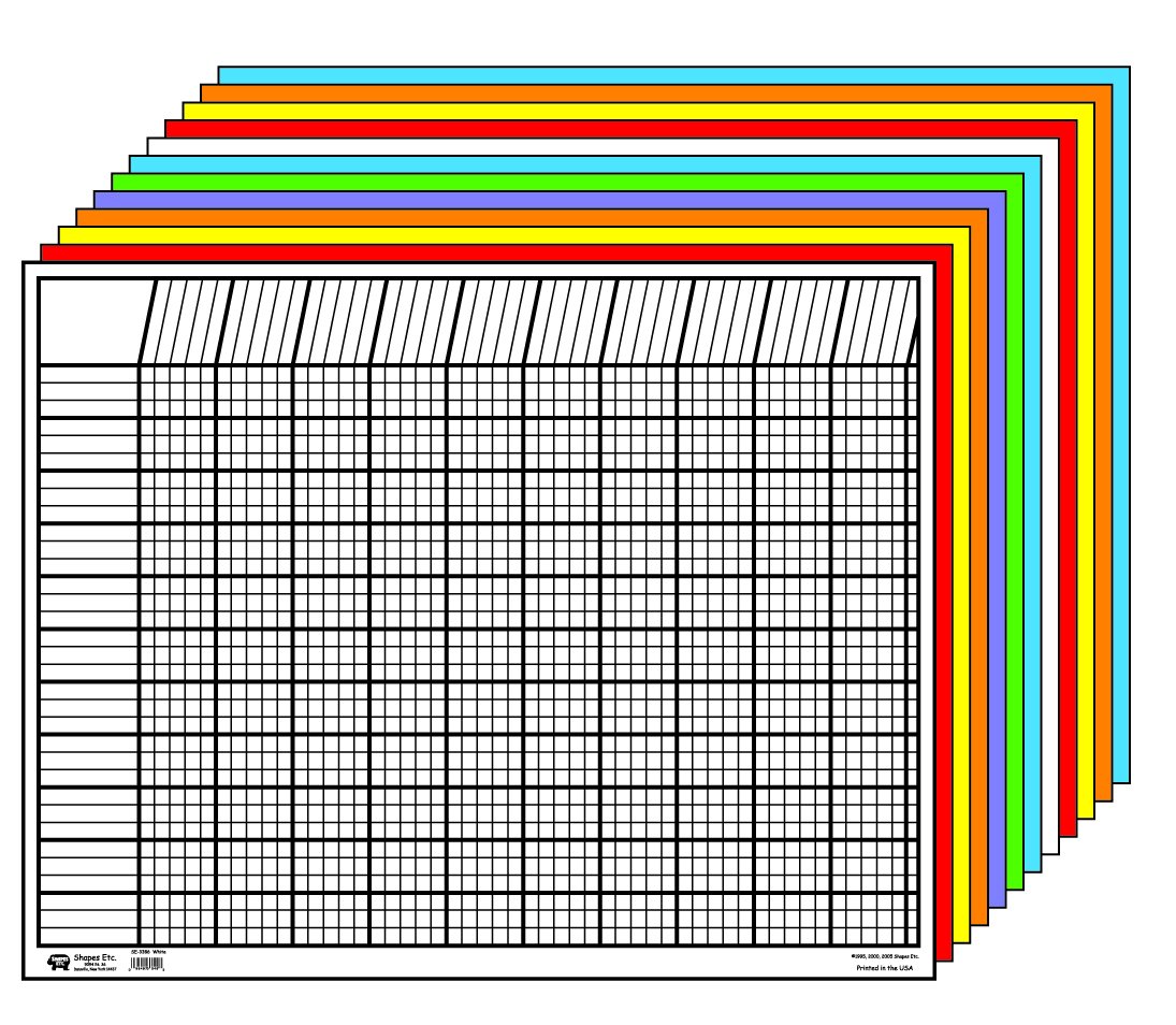 SHAPES ETC. Set of 12 Horizontal Incentive Charts Assorted Colors 28 in W X 22 in H Encouragement Positive Reinforcement Classroom Assignments Goal Tracking Chore Chart Responsibility USA Made