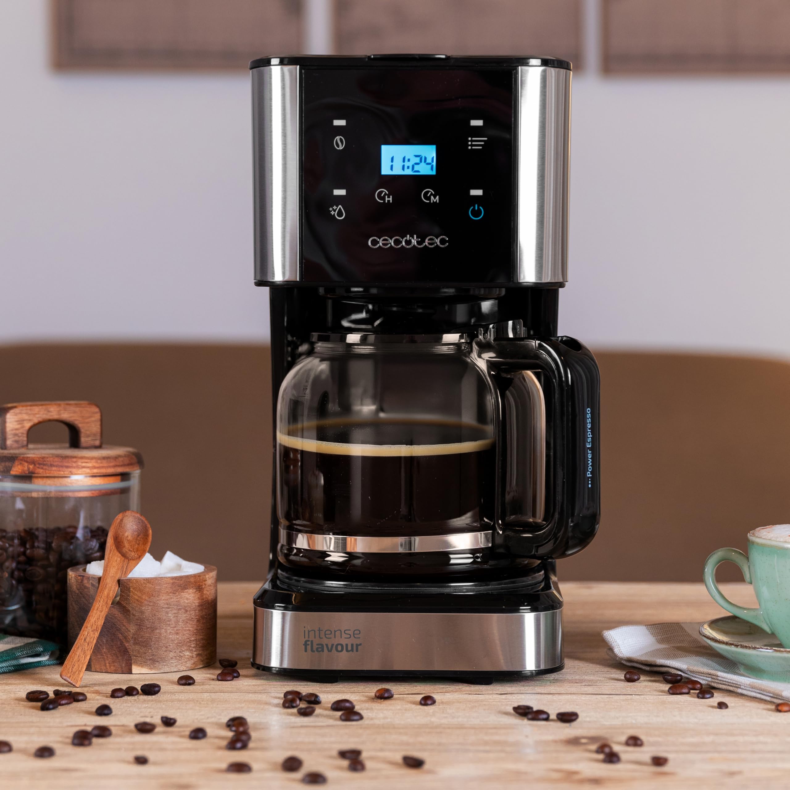 Cecotec Macchina Caffè Americano - Caffettiera a Goccia Coffee 66 Drop & Touch. 950 W, 1,5 L, 12 Tazze, Pannello tattile, Caraffa in vetro, Timer 24h, 6 interruttori, Filtro a rete riutilizzabile