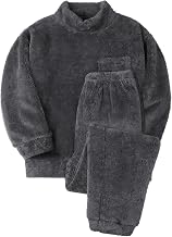 Recorn Men's Winter Fluffy Thermal Fleece Thick Long-Sleeve Room Wear Turtleneck Pajamas Set, Wearable Blanket, Loungewear, Nightwear, Warm, Cold Protection, Soft, Relaxed, Good Sleep, Christmas Gift