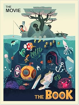 The Movie vs The Book Original Literary Art Print. Fine Art Paper, Laminated, or Framed. Multiple Sizes for Home, Office, or School.