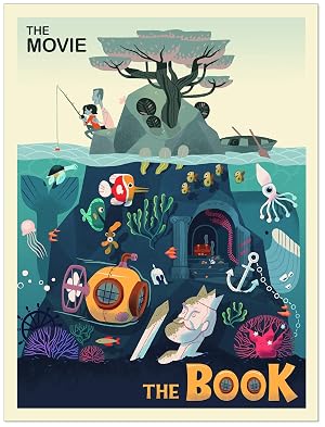 The Movie vs The Book Original Literary Art Print Fine Art Paper Laminated or Framed Multiple Sizes for