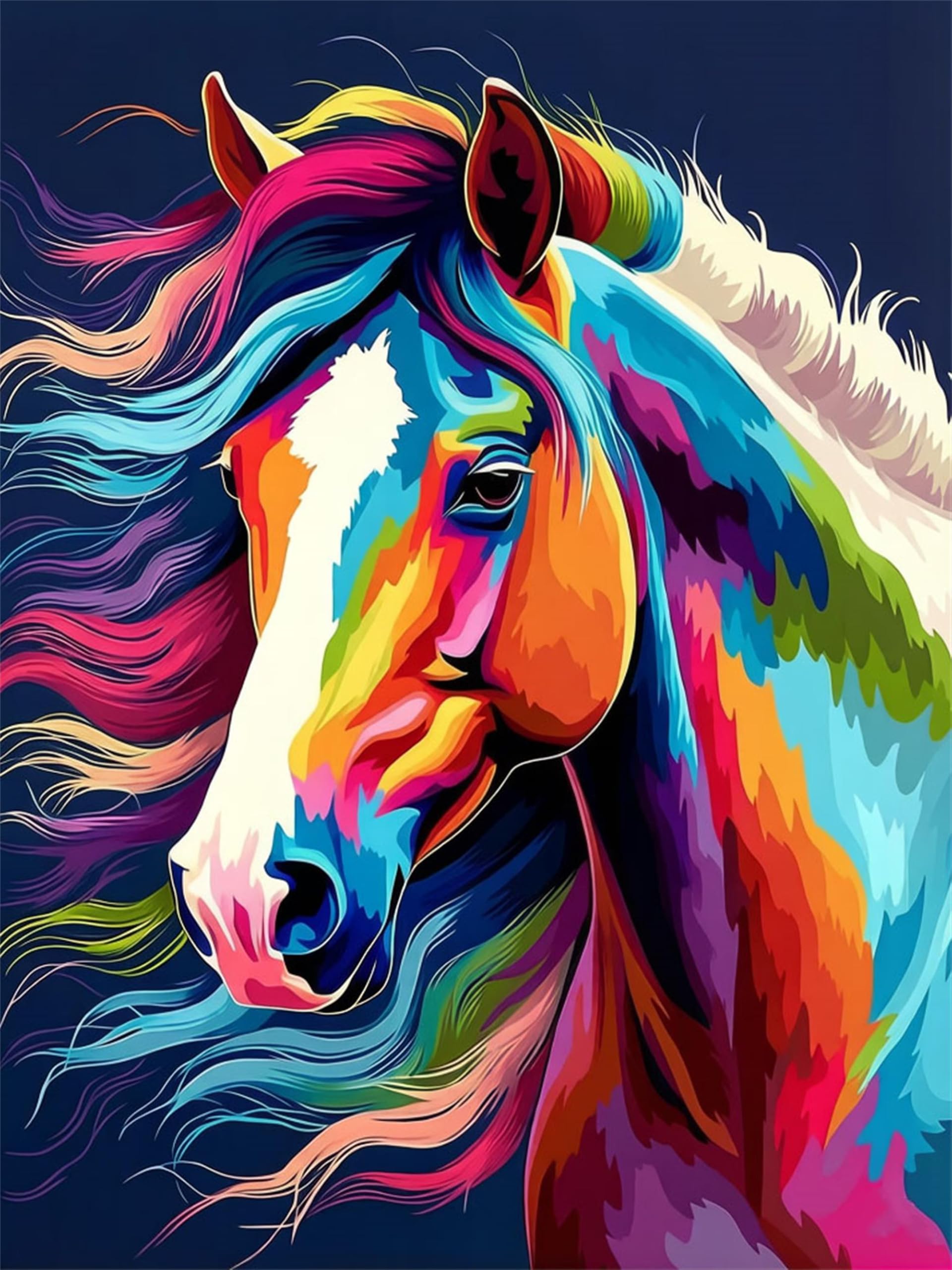 Jiqinsiye Horse Paint By Number For Adult,Animal Diy Painting Kits For Adults,Color By Numbers,Paint By Number Canvas Crafts Watercolor For Beginners Hoom Decor