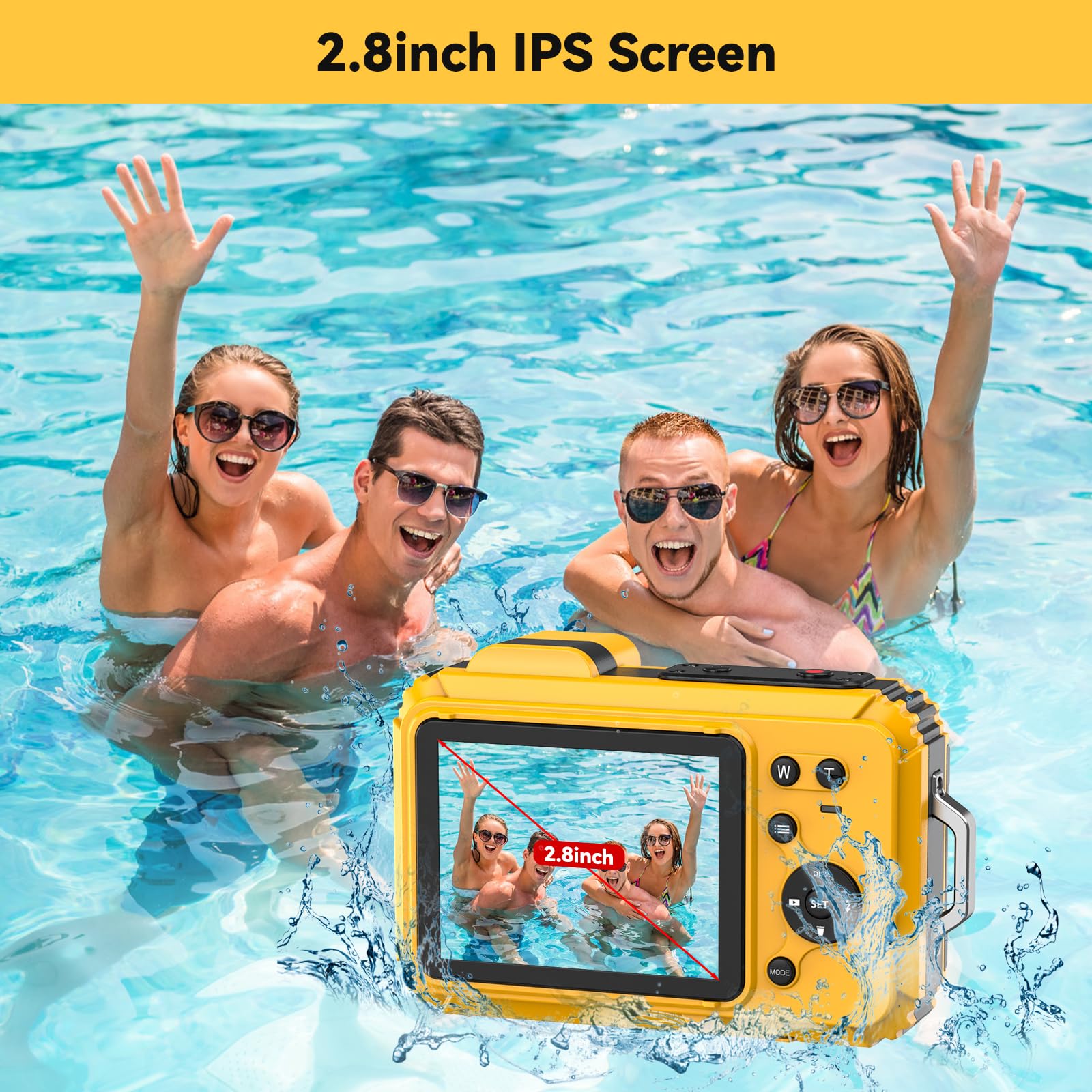 Amazon | 水中カメラ、2.7K 56MP 33フィート防水デジタルカメラ。6倍