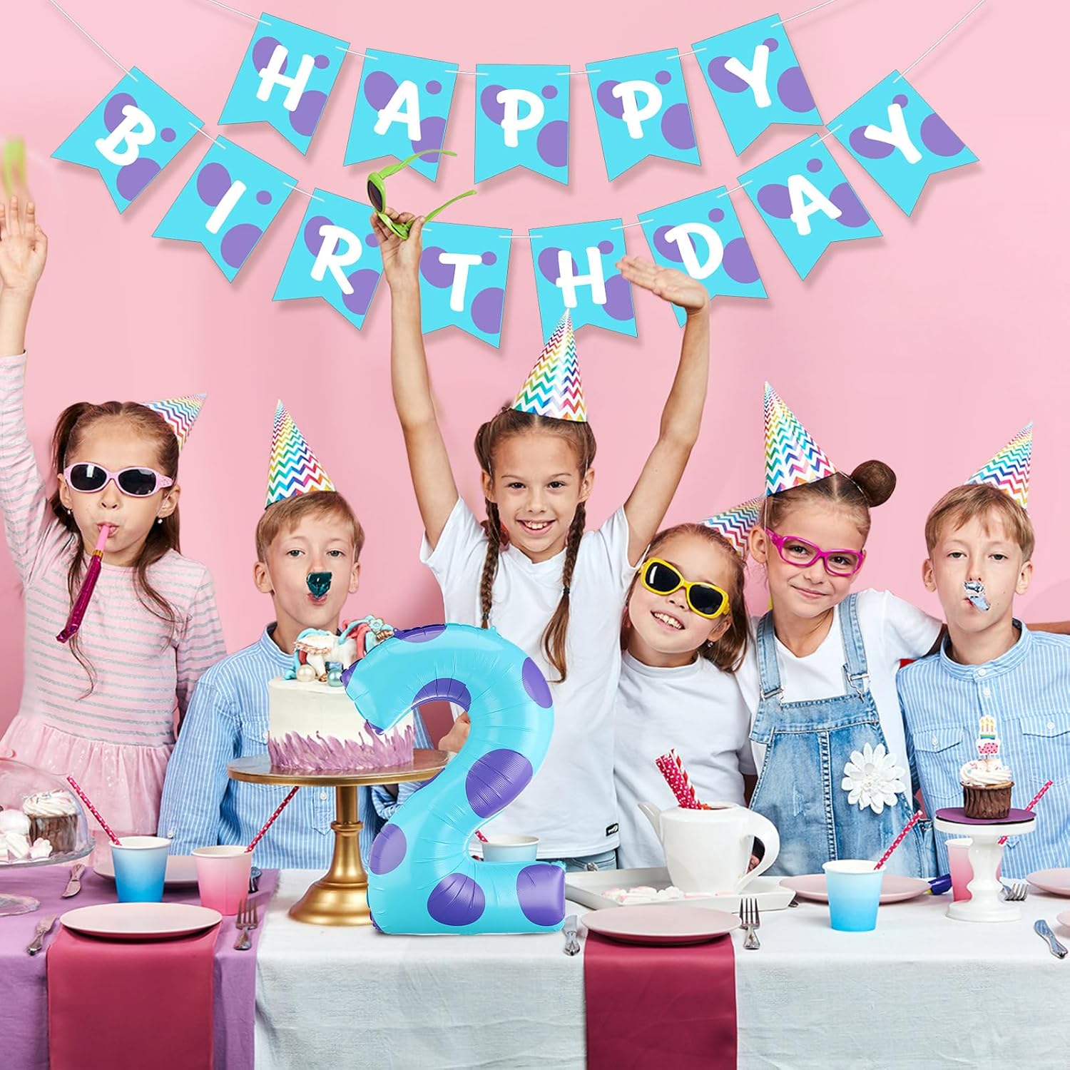 Monster Number 2 Balloons 40 Inch Monster Theme Birthday Party Decorations Large Foil Balloons for Girls Boys Birthday Baby Shower Party Backdrop Celebration Supplies