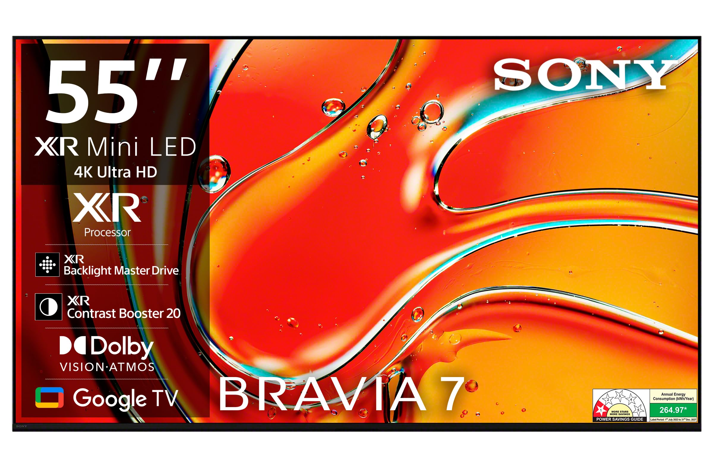 Sony 139 cm (55 inches) BRAVIA 7 4K Ultra HD AI Smart Mini LED Google TV K-55XR70 (Black)