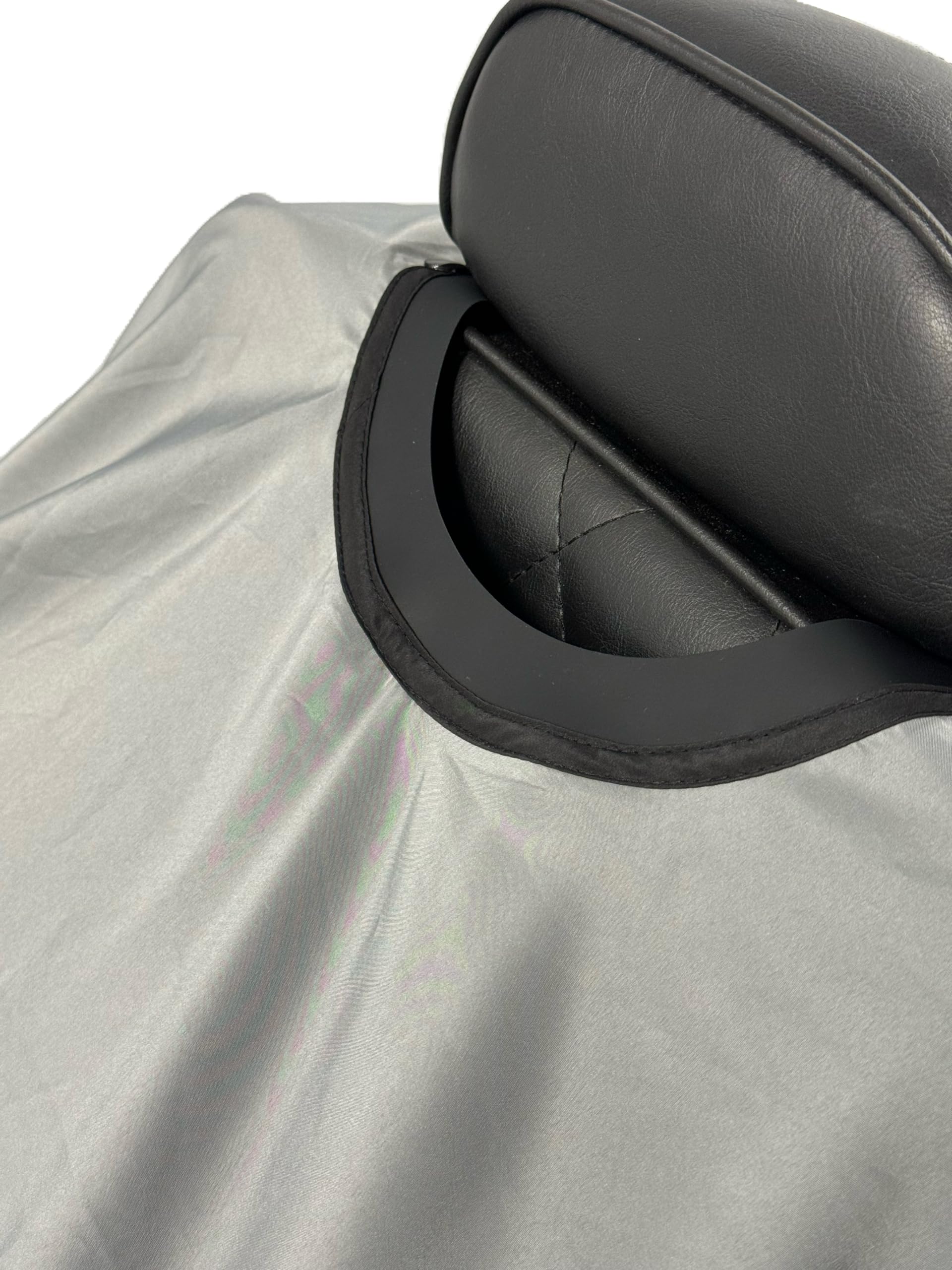 Capa de peluquería, 100% poliéster, capa ligera e impermeable, trabajo de salón y barbería GRIS, Negro - 2