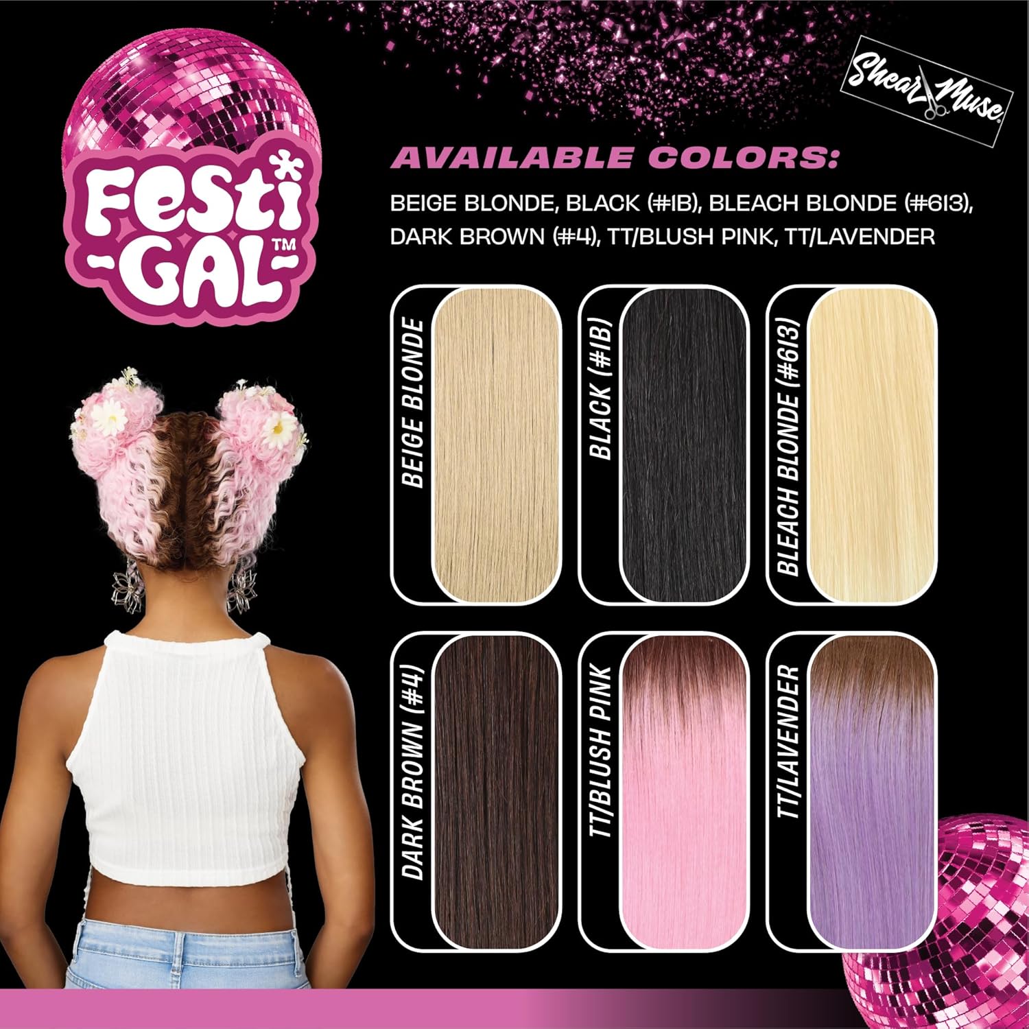 Sensationnel Shearmuse Festigal Lacewig - Bubble Gal Full Center Laceparting Hand Tied Ready to Wear Synthetic Prestyled Units (TT/BLUSHPINK)