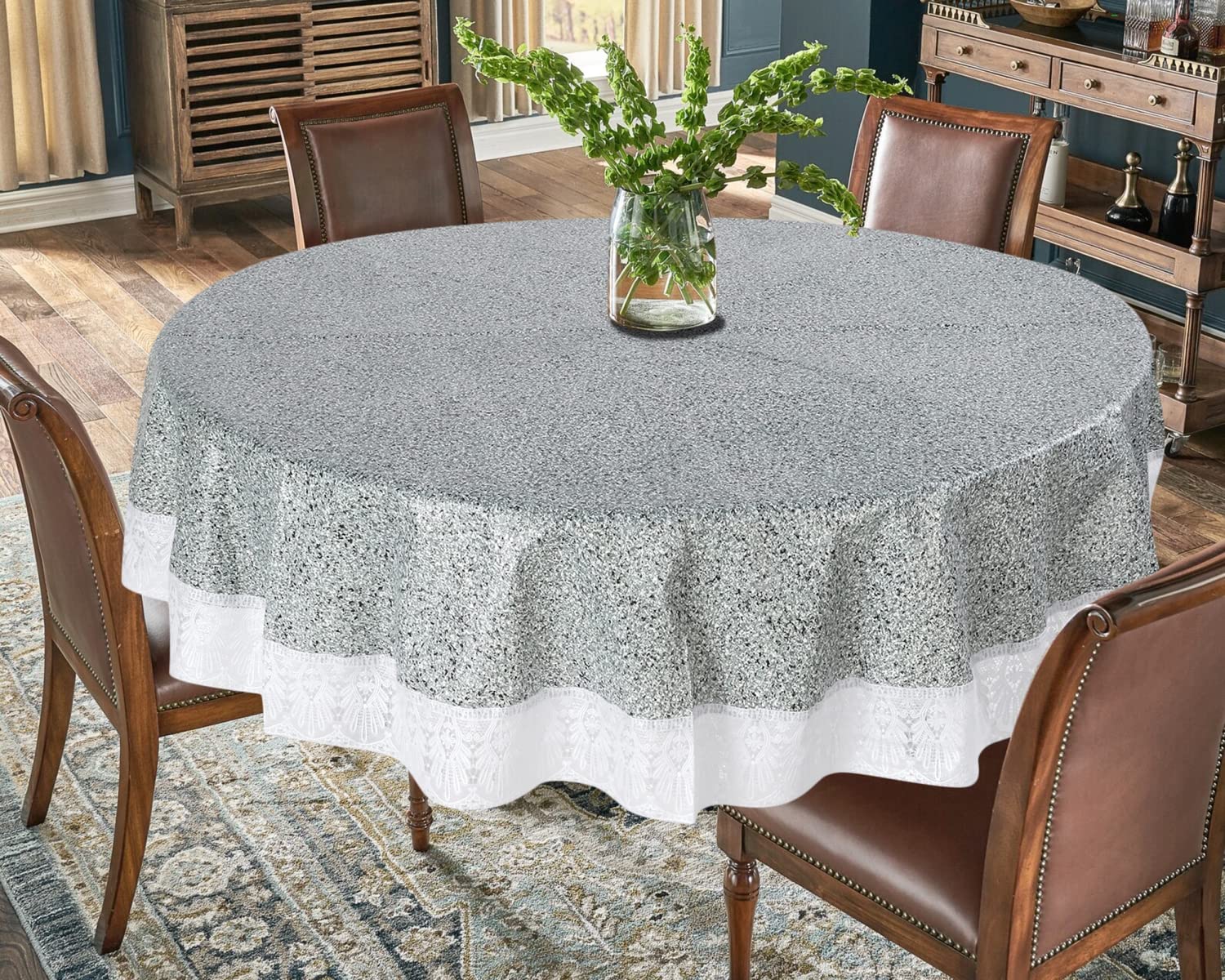 The Furnishing Tree Round Shaped WxL 90x90 Inch 8 Seater Table Cover Waterproof PVC Sand Pattern Grey (B0C65F1ZX6) Amazon Price History, Amazon Price Tracker