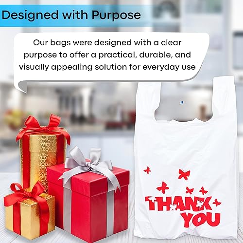 Miniatura 11 de YoYoRain Paquete de 1000 bolsas blancas de agradecimiento para camisetas con asas, bolsas de plástico de 11 x 6 x 21 pulgadas para compras, venta al