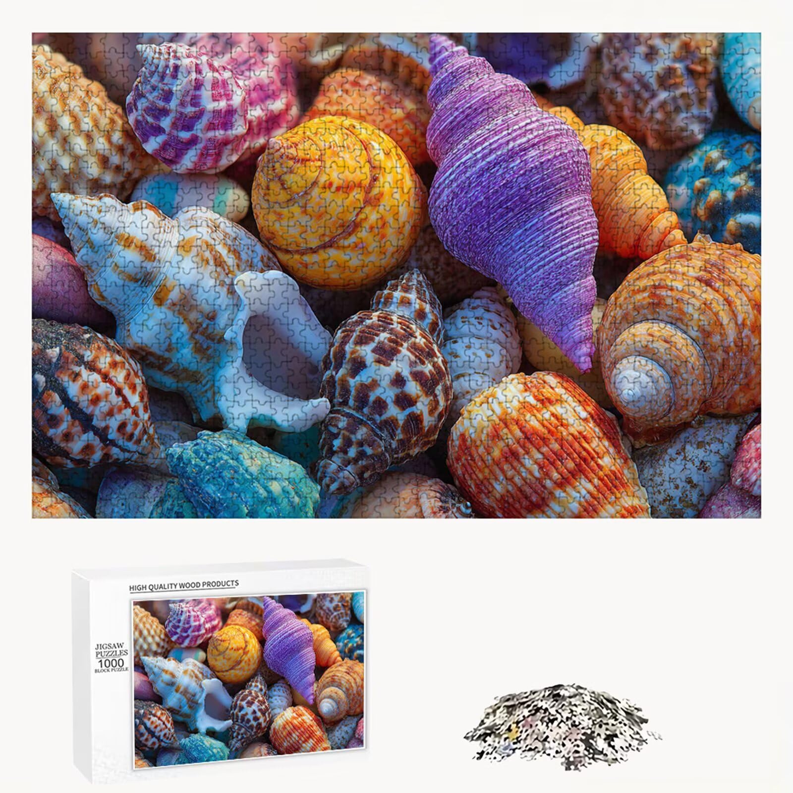 Puzzle 2000 elementów dla dorosłych - kolor i muszla - klasyczne drewniane puzzle z precyzyjnym cięciem i nadrukiem HD - 75 x 105 cm - relaks, uważność i dekoracja ścienna prezent - nie poniżej 14