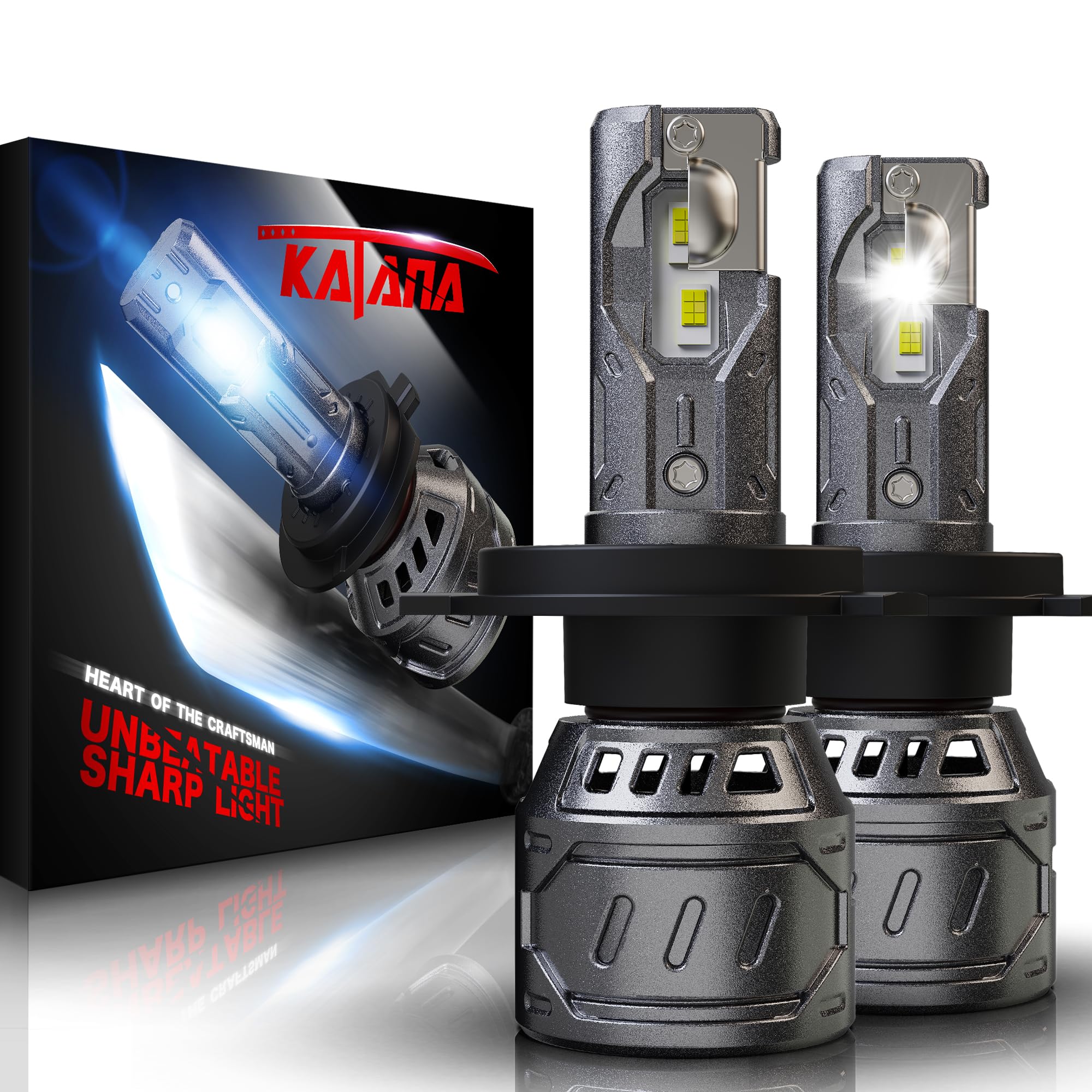 Katana H4 Bulbs, 9003 400% Brightness 6500K Plug and Play 1:1 Size Fog of 2