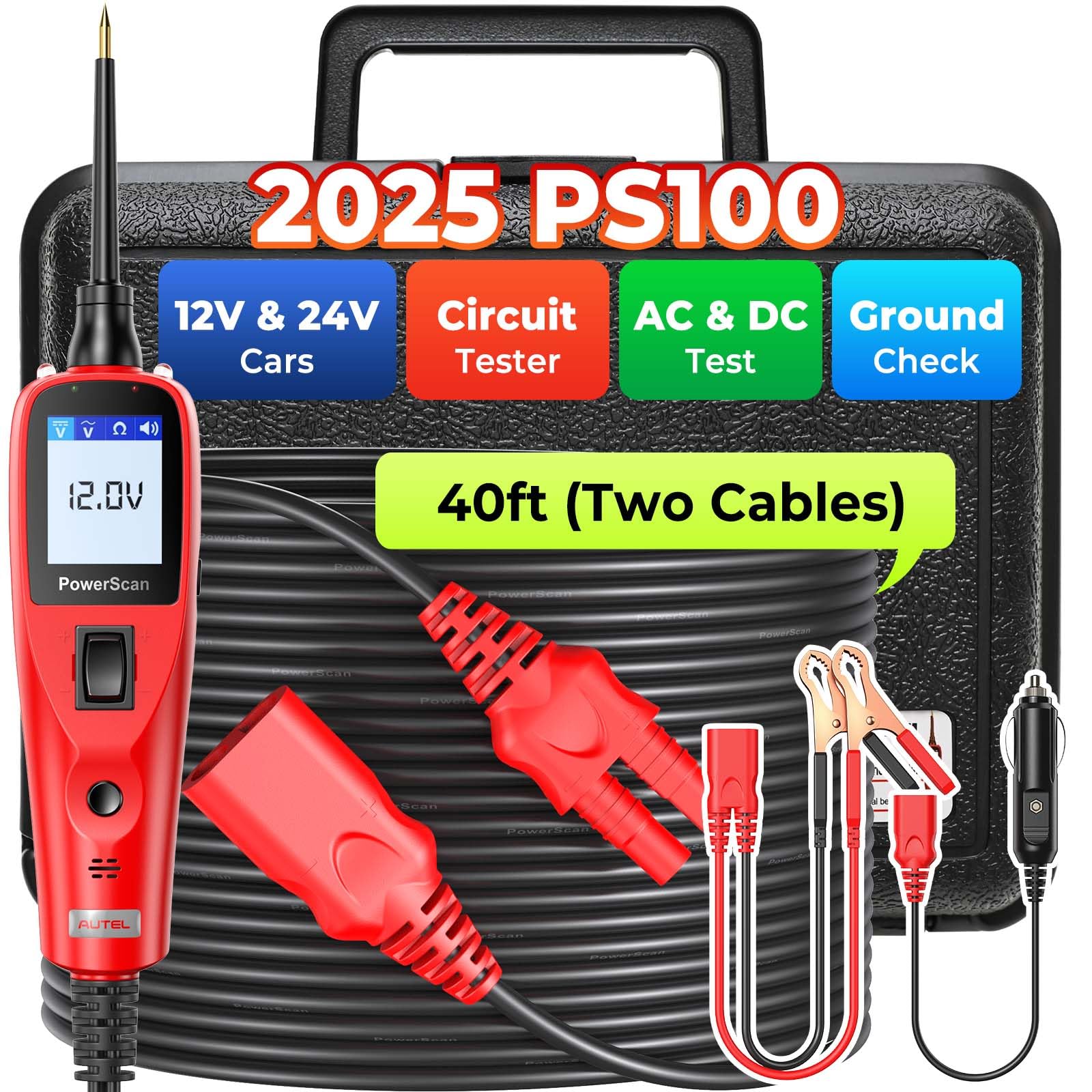 2025 Autel Circuit Tester, Power Circuit Probe Scan Tool, 12-24V Electrical Short Open Breaker Circuit Finder, Auto Circuit Tester, Digital Multimeter/Relay & Diode Resistance Tool Kit, 20FT Long Cord