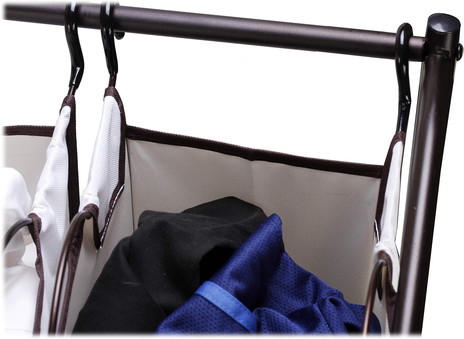 Sagler 4 bag laundry hamper with wheels rolling laundry cart Heavy duty Laundry Sorter removable, Bronze/white laundry organizer