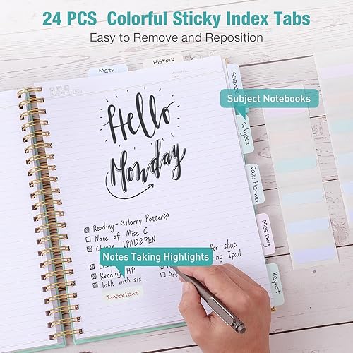 Miniatura 4 de Cuaderno de espiral, cuaderno de rayas universitarias, 8.5 x 11 pulgadas, 300 páginas de cuero para escribir, cuadernos de tapa dura A4 para el