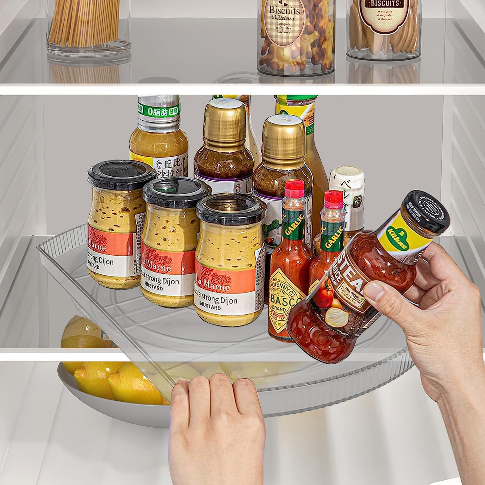 Amazon.com - Lazy Susan Organizer for Refrigerator Clear Rectangular ...