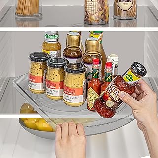 Lazy Susan Storage Turntable for Refrigerator, 16.5'' Transparent Swivel Fridge Lazy Susan Turntable Organizer, Lazy Susan Turntable for Fridge, Pantry, Cabinet, Dining Table, Kitchen (Clear)