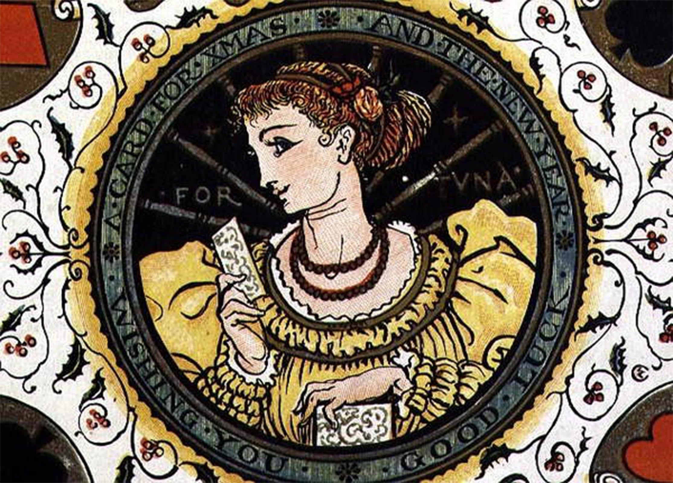 SERENDIPITP Abstract Painting Mural Print Picture Wall Decor Painting Christmas Card by Walter Crane Vintage Wall Artwork for Home Decor 60x90cm
