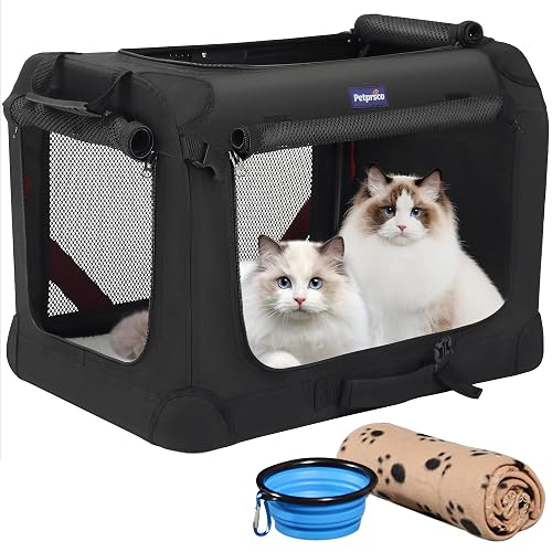 Petprsco Large Cat Carrier for 2 Cats/Small Dogs, Soft-Sided for Car Travel | Soft Pet Carrier 24'x17'x17' for Large Cat