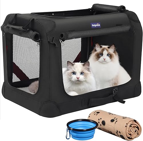 Petprsco Transportador grande para gatos de 2 gatos pequeños y medianos, transportador suave para mascotas de 24 x 17 x 17 pulgadas para viajar con