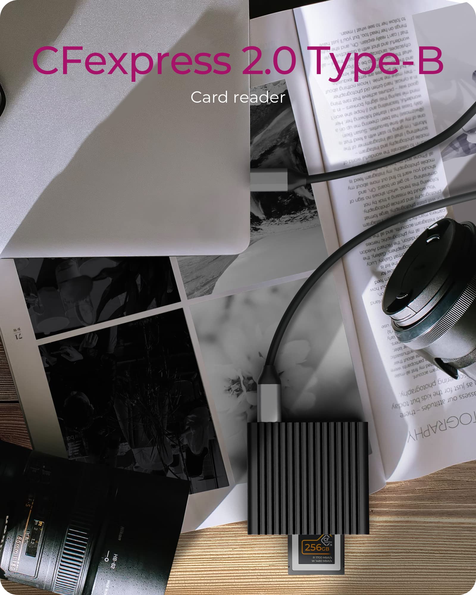 ICY BOX CFexpress Type B Card Reader with USB 3.2 (Gen 2) 10Gbps Reader USB-C & USB-A Aluminum Black Android Windows Mac OS