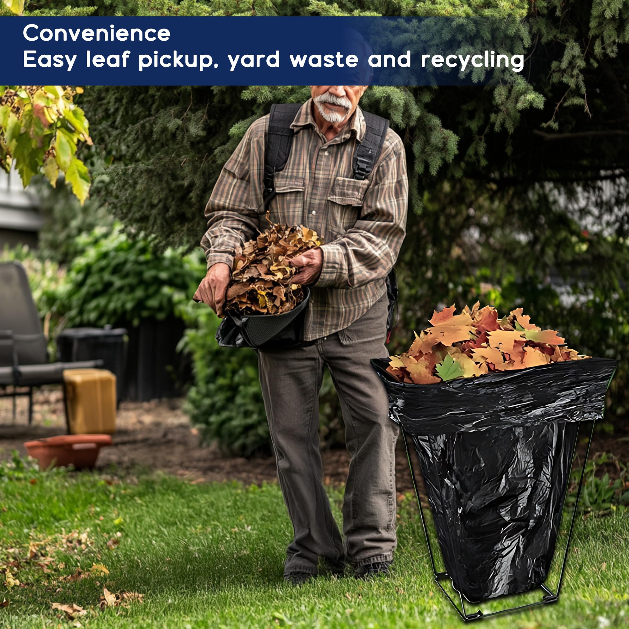 Outdoor Trash Bag Stand - Leaf Bag Holder -3