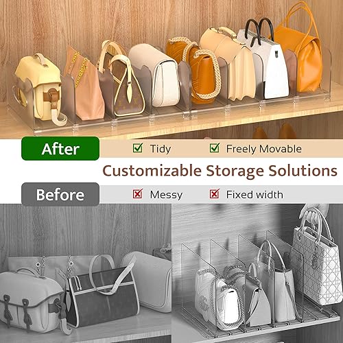 Miniatura 6 de Paquete de 2 organizadores de bolsos para armario, estante divisor de estante pequeño ajustable para armario, organizador de almacenamiento de