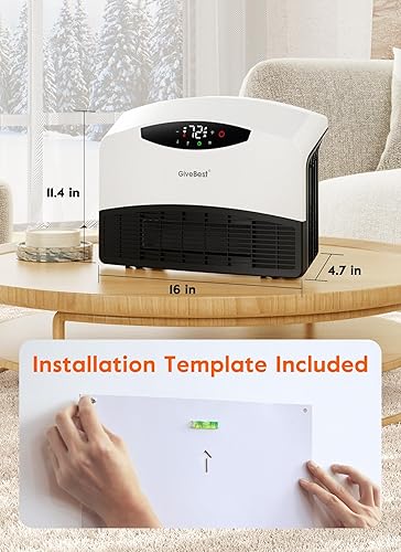 Miniatura 3 de GiveBest Calentador de pared inteligente, calentador de espacio de 1500 W para uso en interiores, funciona con Alexa, termostato ajustable, control