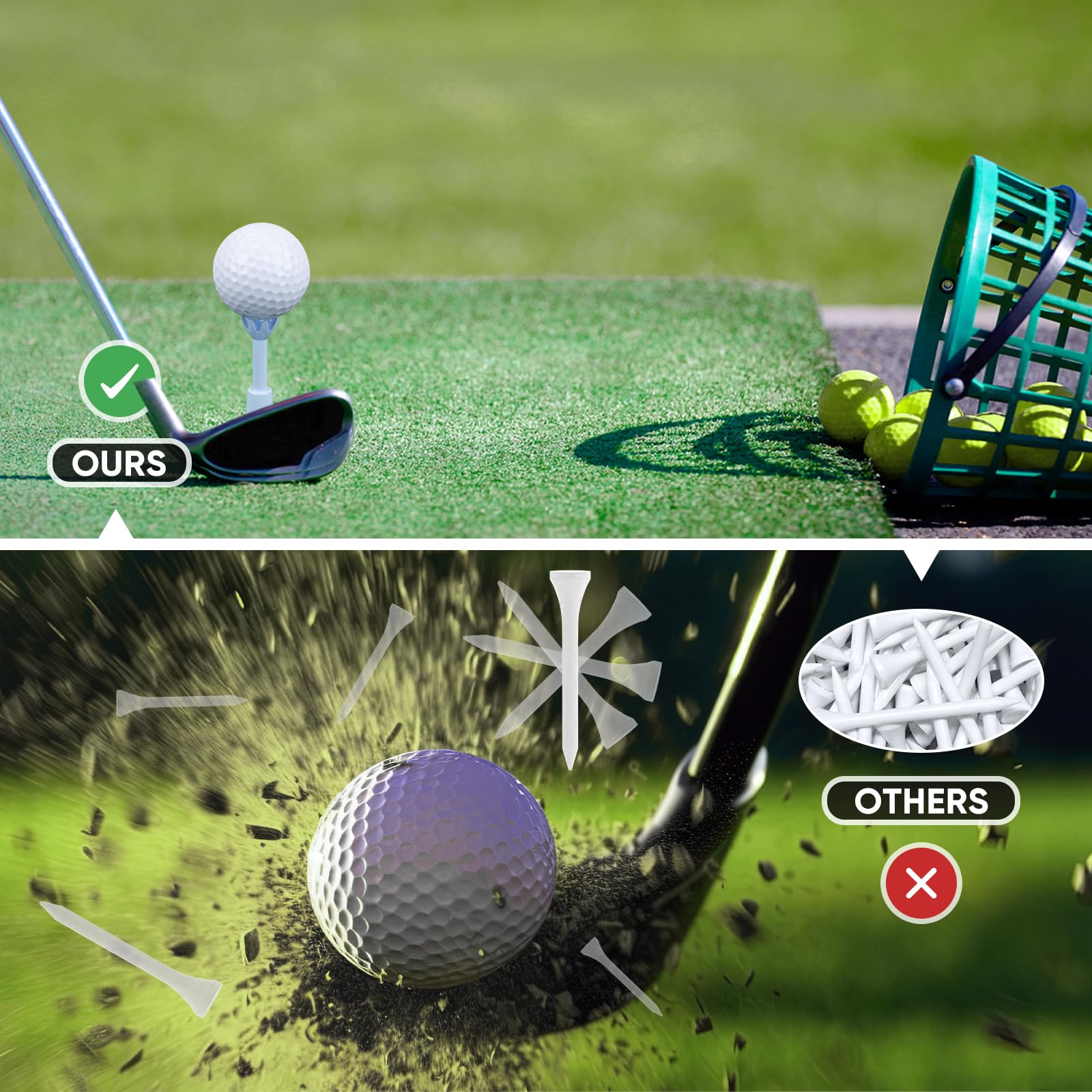 Aliennana Verstellbare, bruchsichere Golftees aus Gummi für Fahrplatz und Simulator – unverzichtbares Golfzubehör für den Innen- und Außenbereich