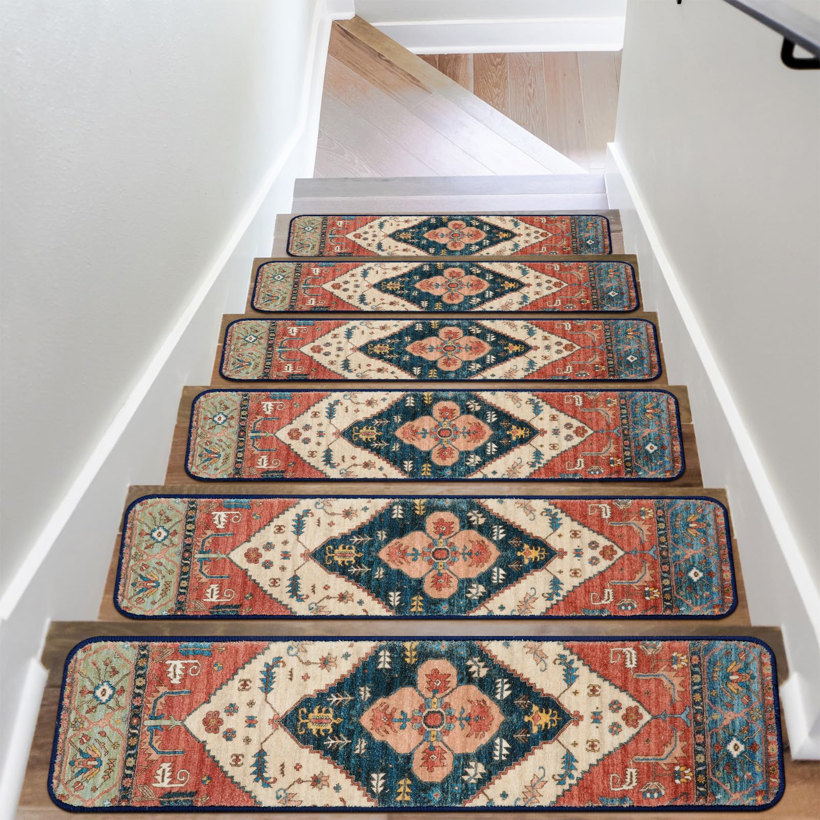 OJIA Extra Non-Slip Stair Treads for Wooden Steps Set of 15, 30"X8" Carpet Stair Mats Indoor Stair Runners Anti-Slip Stair Rugs Safety Mats for Dogs,