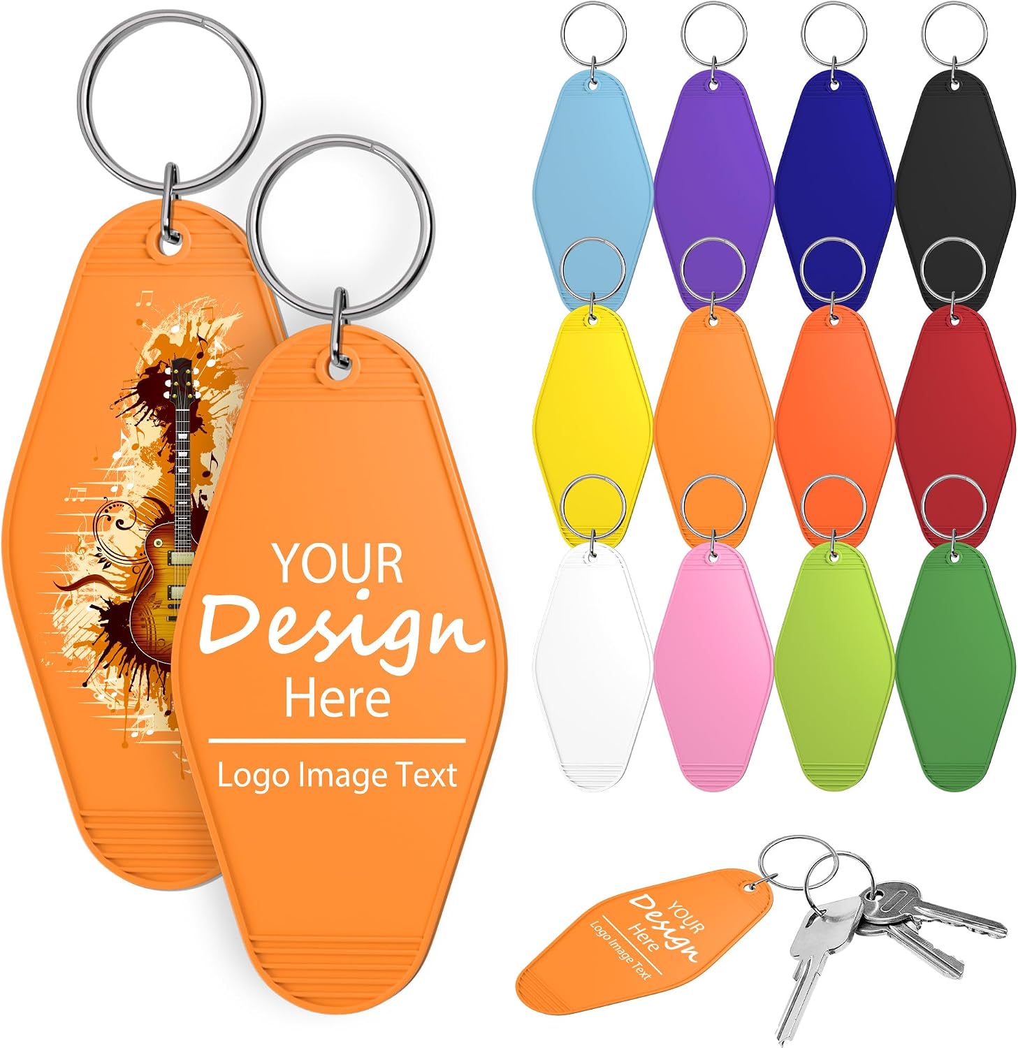 30 Personalized Motel Hotel Plastic Keychains,Custom Double-Sided Print Hotel Key Tags,Design Your Logo Text Images