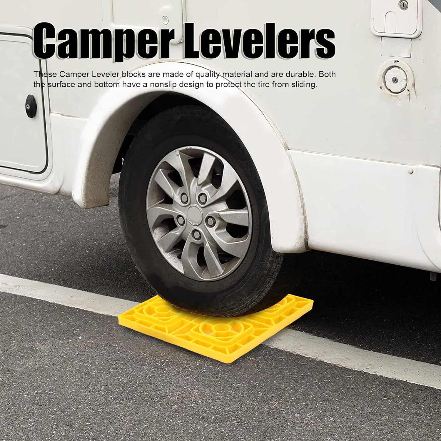 JEOZBM 10Pcs RV Leveling Blocks, Heavy Duty Wheels Camping Leveling Blocks, Antislip Tire Saver Ramp RV Blocks with Carrying Bag for Leveling Rigs